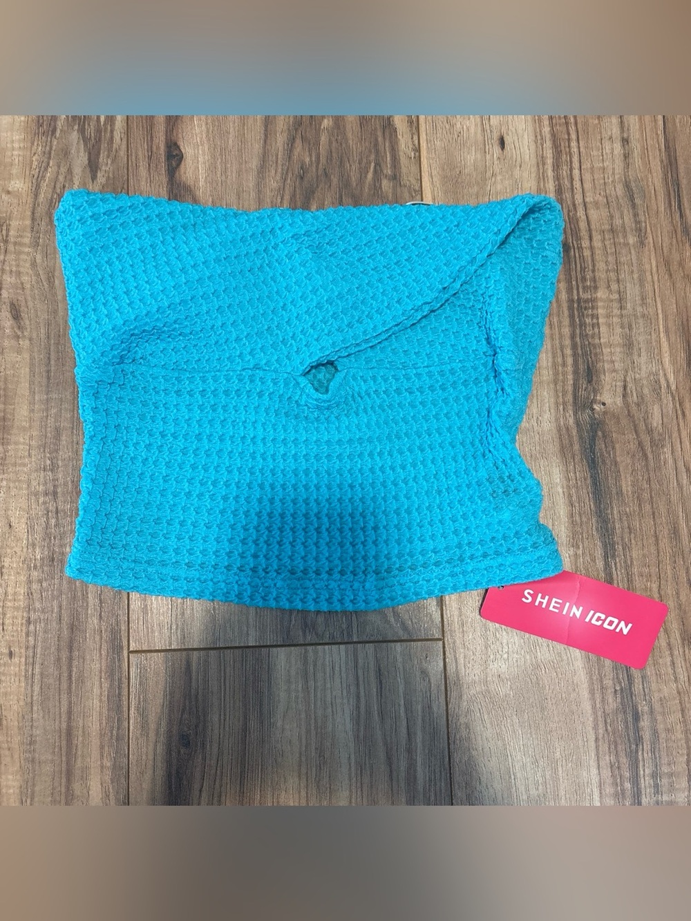 SHEIN Turquoise Blue Waffle Knit Crop Top